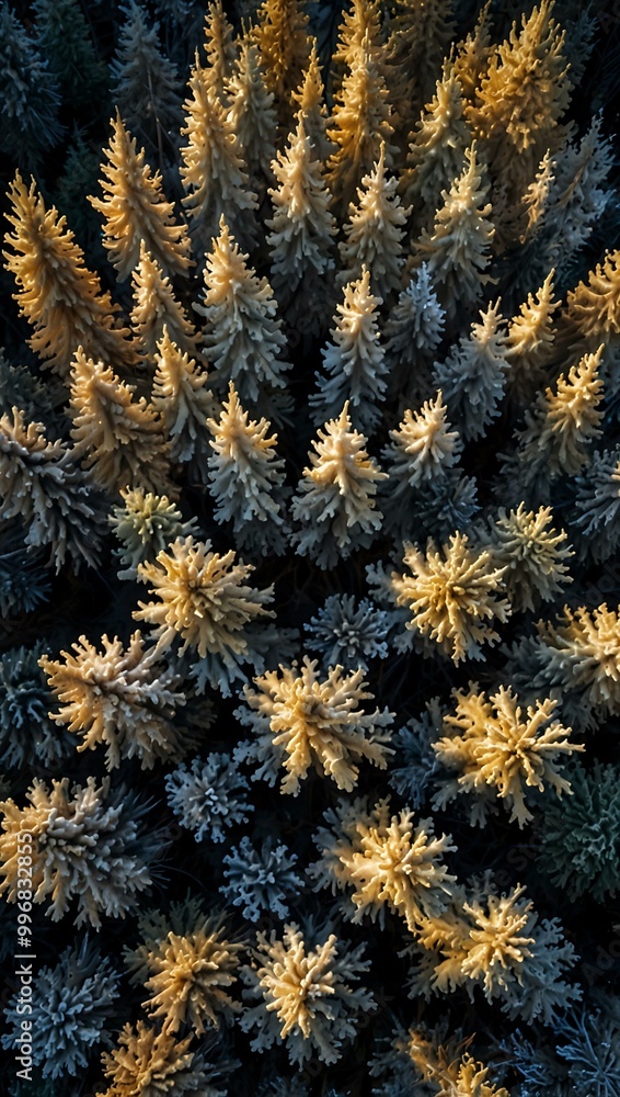 Another drone view of winter trees in the mountains. Another drone view of winter trees in the mountains.