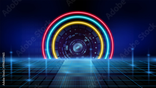 High-tech stage for digital technology of the future
