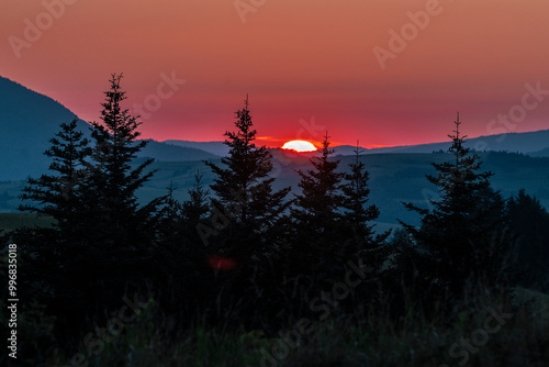 sunset over Gorce mountains