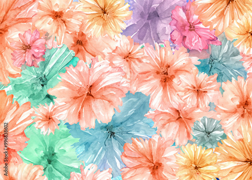 abstract water colour flower background in pastel colours created with generative ai technology photo