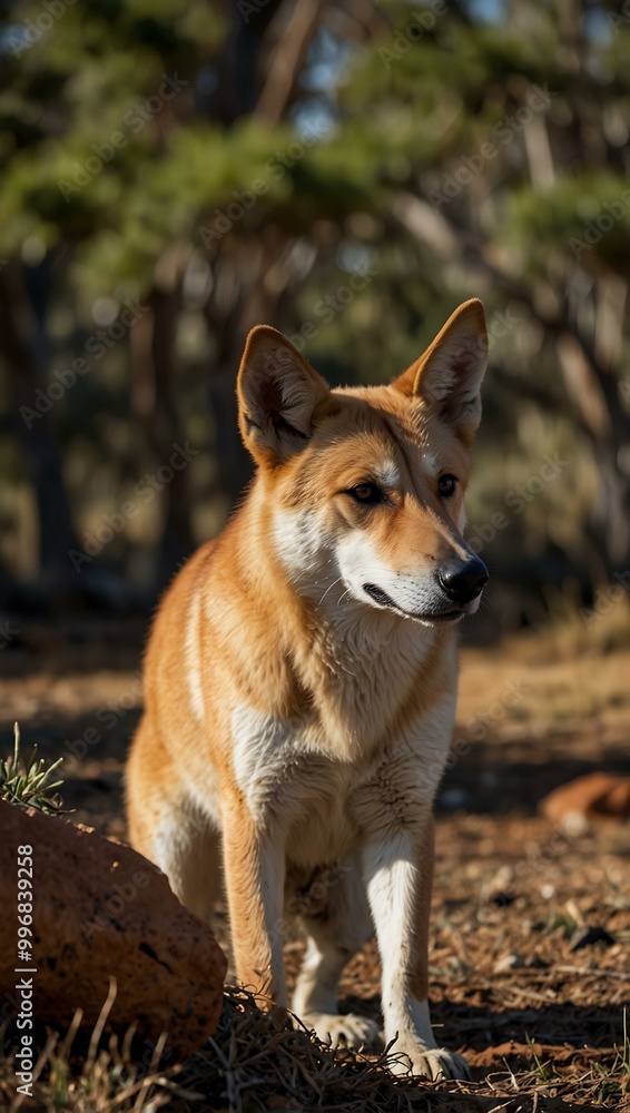 Australian dingo in its natural habitat. Australian dingo in its natural habitat.