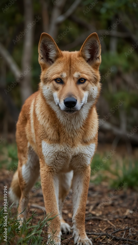 Australian dingo in its natural habitat. Australian dingo in its natural habitat.