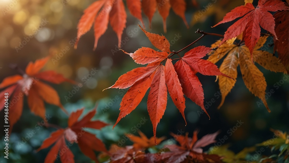 Autumn scene with red maple leaves. Autumn scene with red maple leaves.