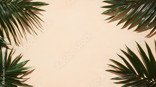 Sand and shadow on the beach from palm leaves. Beige static texture. Template for travel and package design.