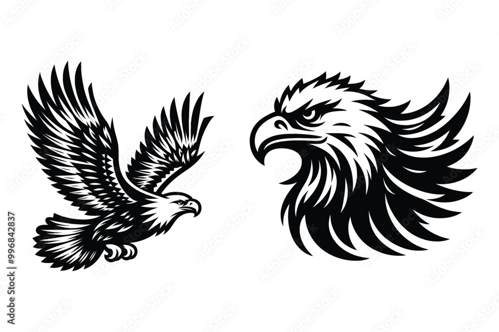 Eagle silhouette vector illustrations Eagle silhouette vector illustrations
