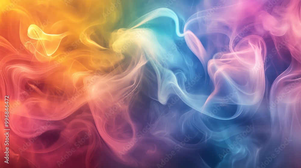 Obraz premium Vibrant abstract smoke swirls in dreamlike patterns, enhanced by soft lighting and a tranquil background.