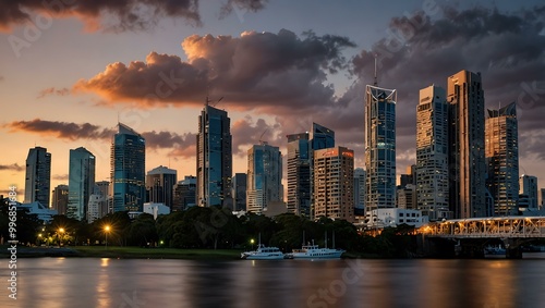 Brisbane city skyline.