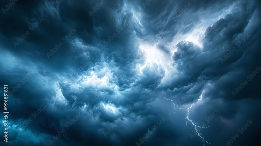 Dark storm clouds blanket the sky, with vivid bolts of lightning cutting through the atmosphere, creating a dramatic scene at dusk Dark storm clouds blanket the sky, with vivid bolts of lightning cutting through the atmosphere, creating a dramatic scene at dusk