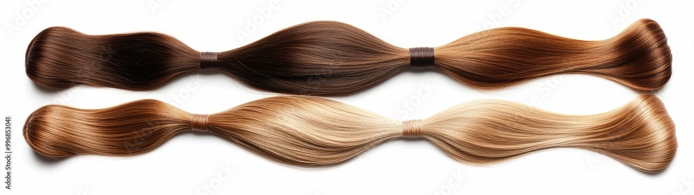 Fototapeta premium set of remy hair bundles isolated on white background