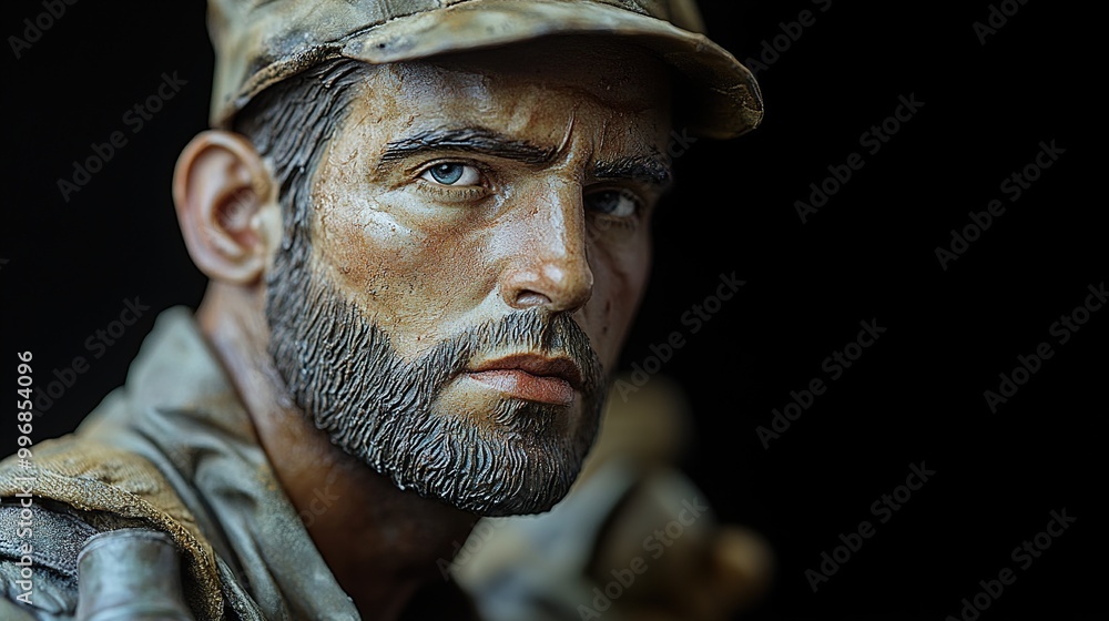 Close Up Portrait of a Military Soldier Sculpture Close Up Portrait of a Military Soldier Sculpture