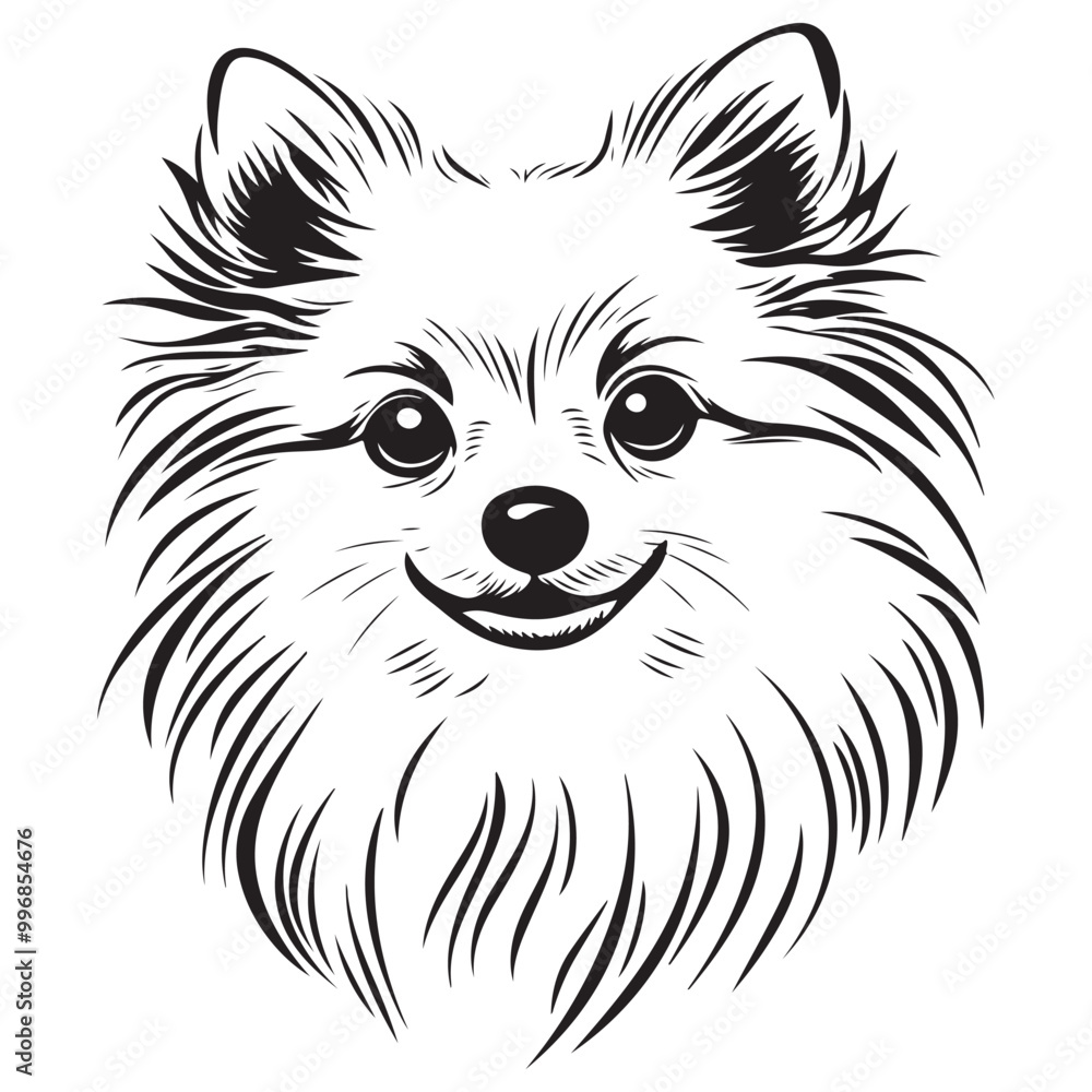 Pomeranian Face, Pomeranian dog breed Cute cartoon vector clipart Design, Silhouettes Dog Face, black and white Pomeranian vector Pomeranian Face, Pomeranian dog breed Cute cartoon vector clipart Design, Silhouettes Dog Face, black and white Pomeranian vector