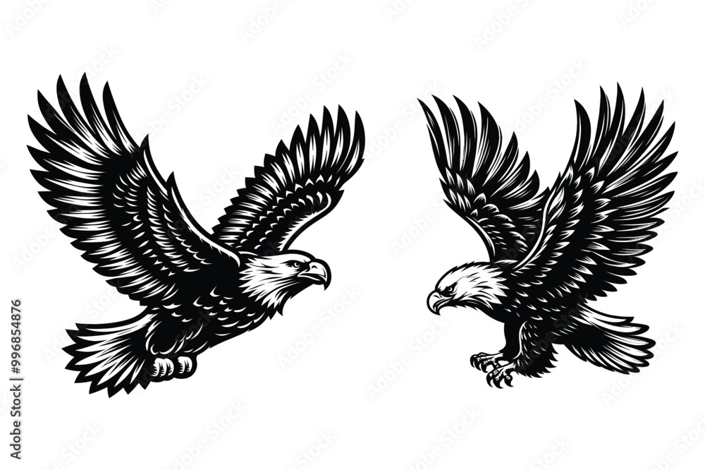 Obraz premium Eagle silhouette vector illustrations