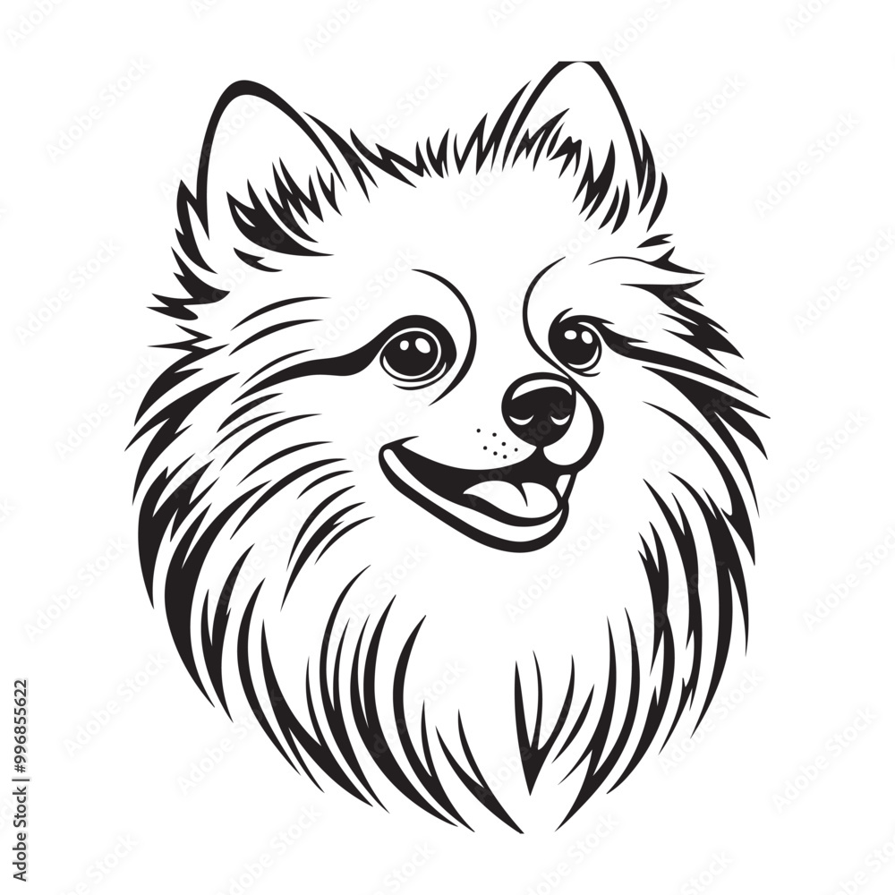 Pomeranian Face, Pomeranian dog breed Cute cartoon vector clipart Design, Silhouettes Dog Face, black and white Pomeranian vector Pomeranian Face, Pomeranian dog breed Cute cartoon vector clipart Design, Silhouettes Dog Face, black and white Pomeranian vector