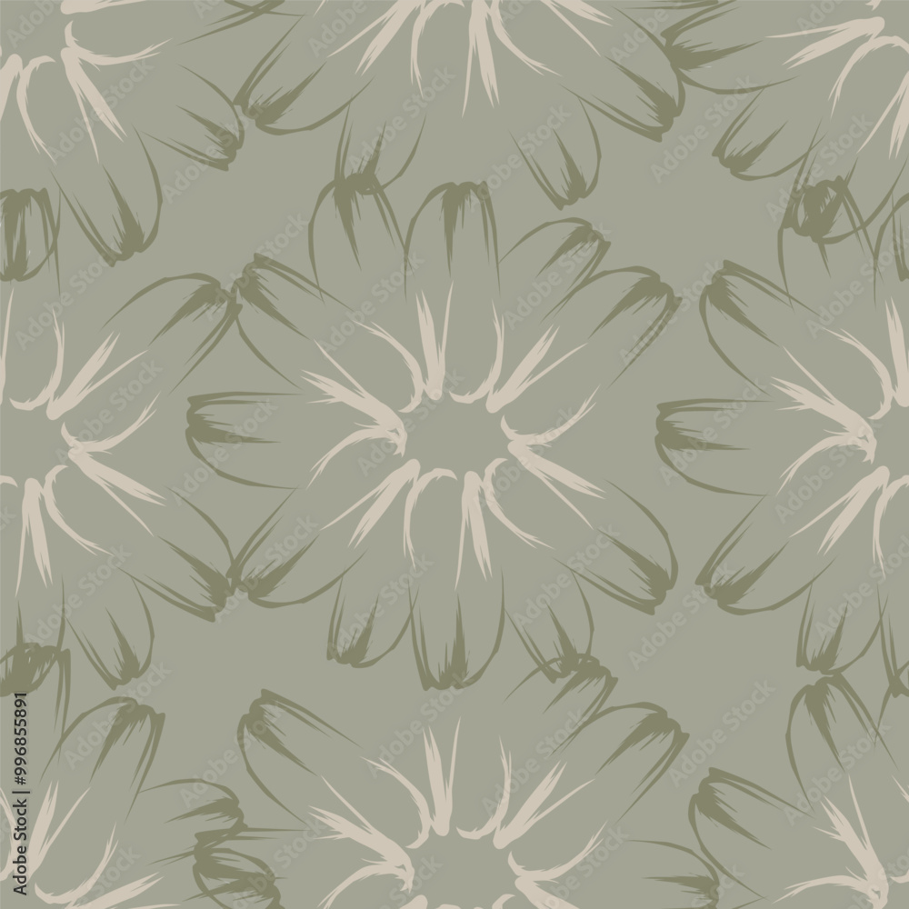 Fototapeta premium seamless vector flower design pattern on gray background