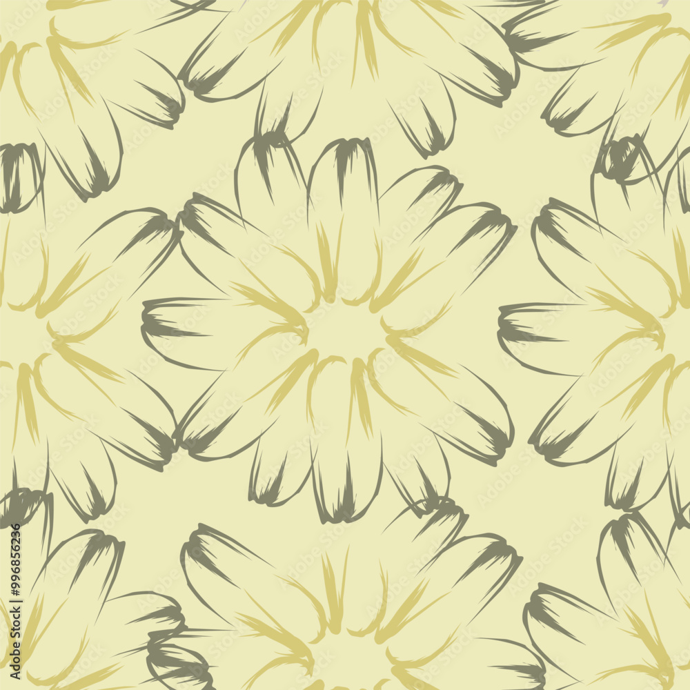 Fototapeta premium seamless vector flower design pattern on gray background