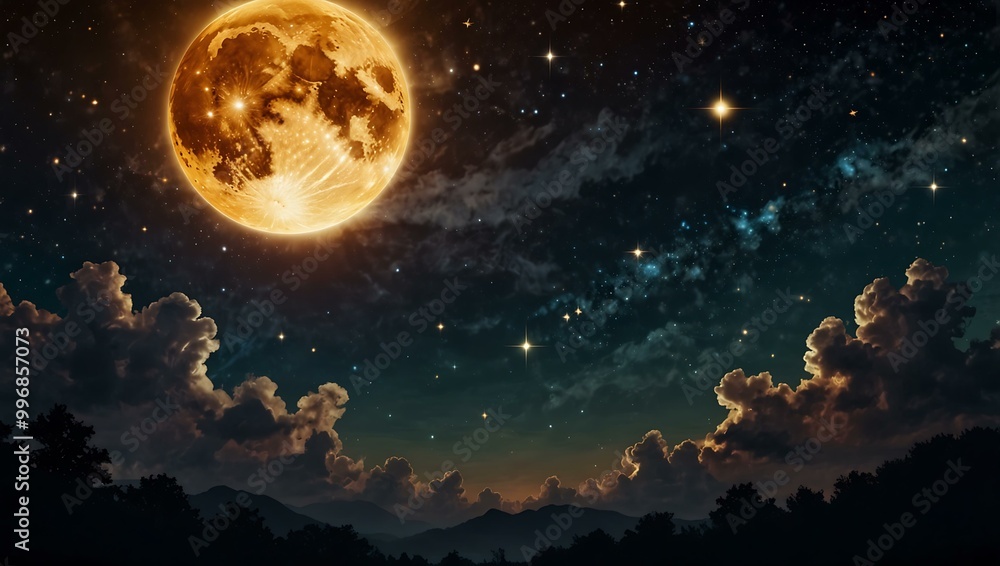 Celestial illustration of the sun, moon, and stars. Celestial illustration of the sun, moon, and stars.