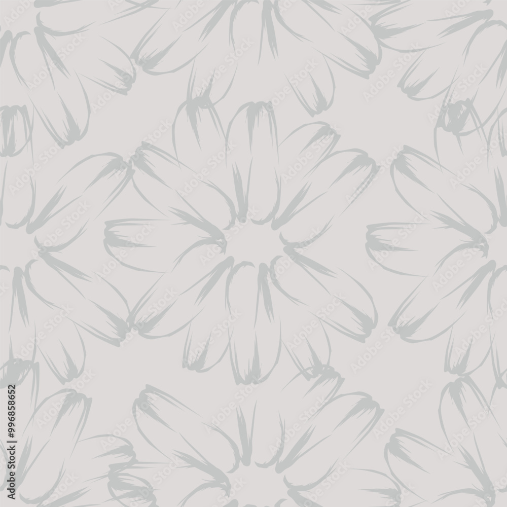 Fototapeta premium seamless vector flower design pattern on gray background