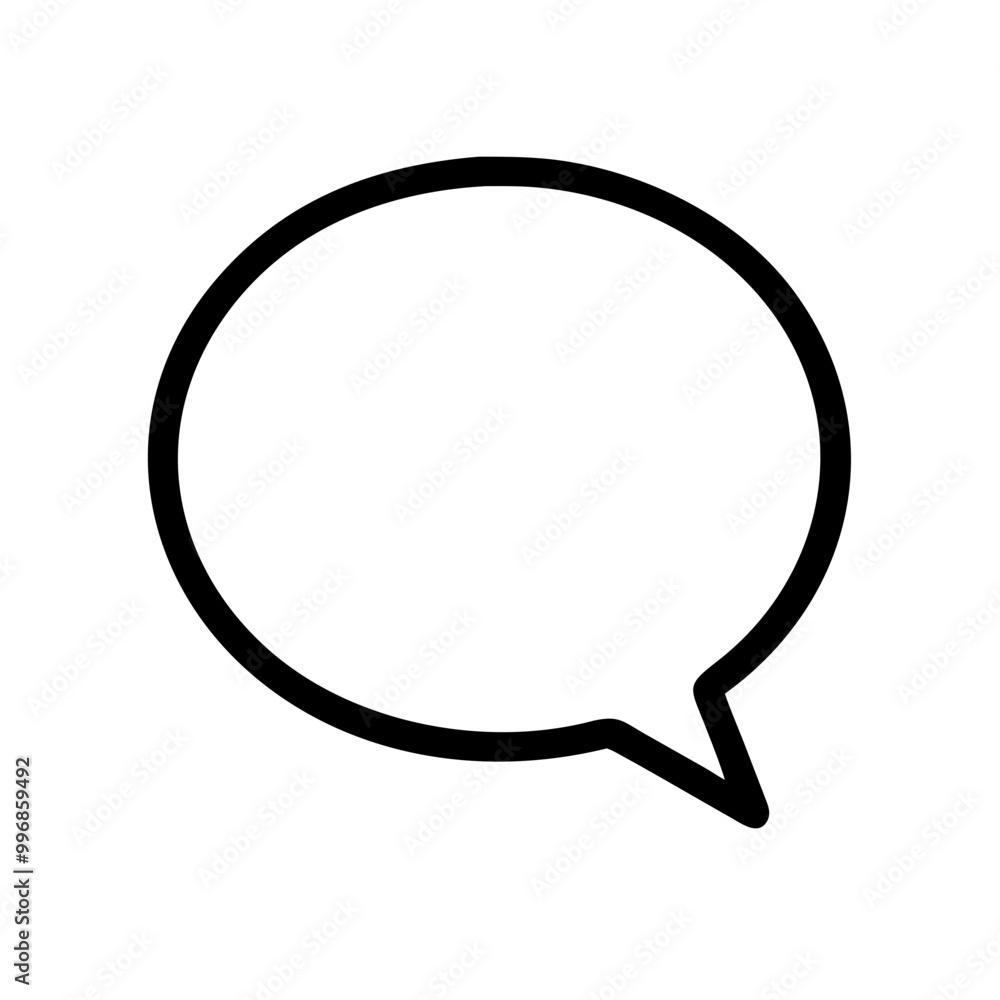 Empty speech bubble icon in black outline on white background with copy space
Empty speech bubble icon in black outline on white background with copy space