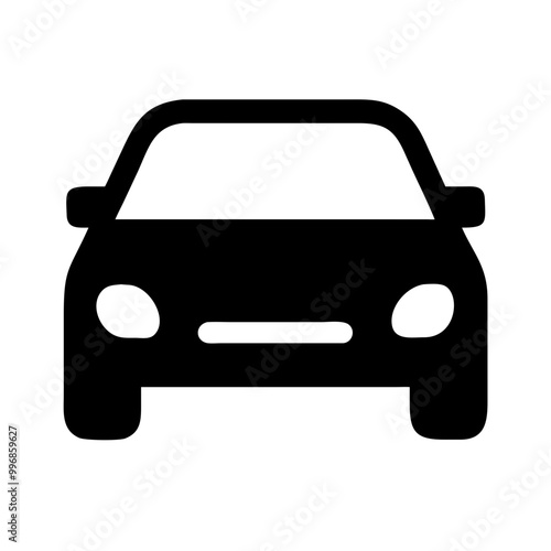 Solid black front view car icon representing automotive design and transportation 