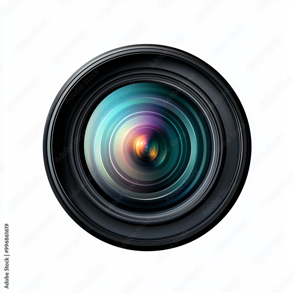 A high-end DSLR camera lens, isolated against a white background A high-end DSLR camera lens, isolated against a white background