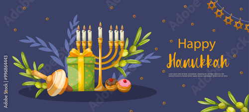 Hand drawn Happy Hanukkah card