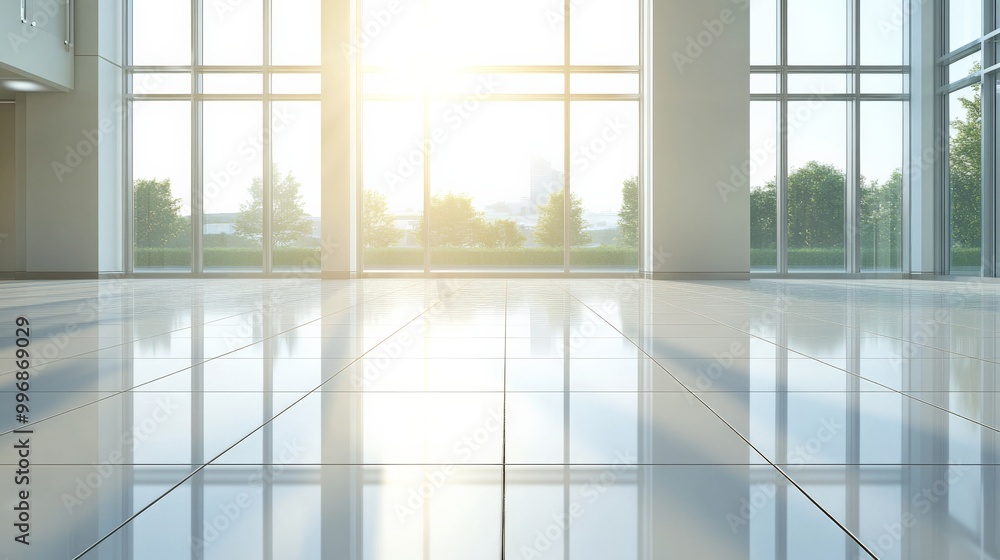 Bright and Spacious Modern Building Interior with Large Windows Bright and Spacious Modern Building Interior with Large Windows