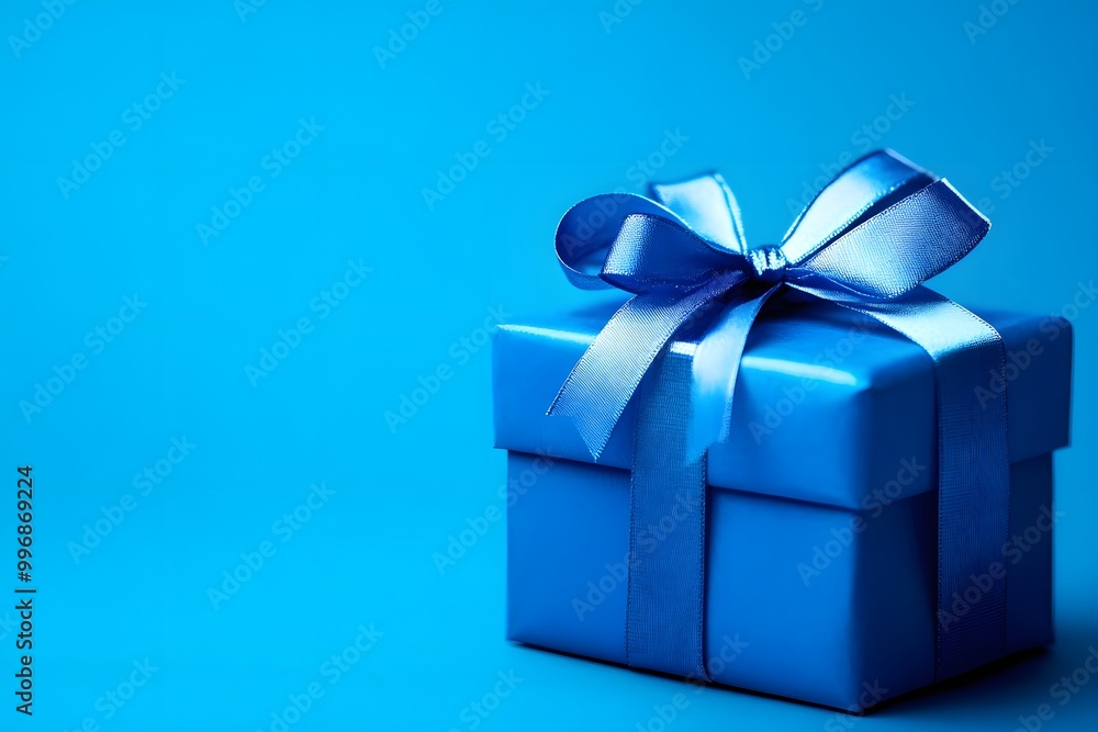 blue gift box with a ribbon blue gift box with a ribbon