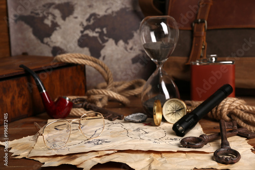 Treasure map with travel eq...