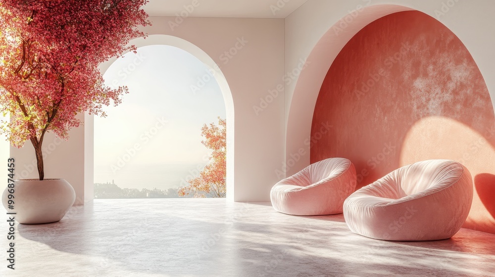 Fototapeta premium Minimal white backdrop with soft color gradients, perfect for modern presentations or product displays.