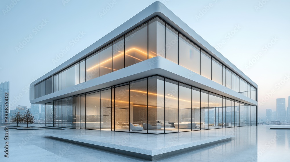 Minimalist white abstract office with sleek business design, glass walls, Minimalist white abstract office with sleek business design, glass walls,