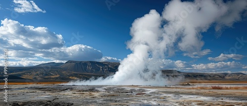 Wallpaper Mural Geothermal Landscape with Steam and Clouds Torontodigital.ca