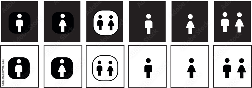 Toilet line icon set. Different and various icons about toilet and restroom Toilet line icon set. Different and various icons about toilet and restroom