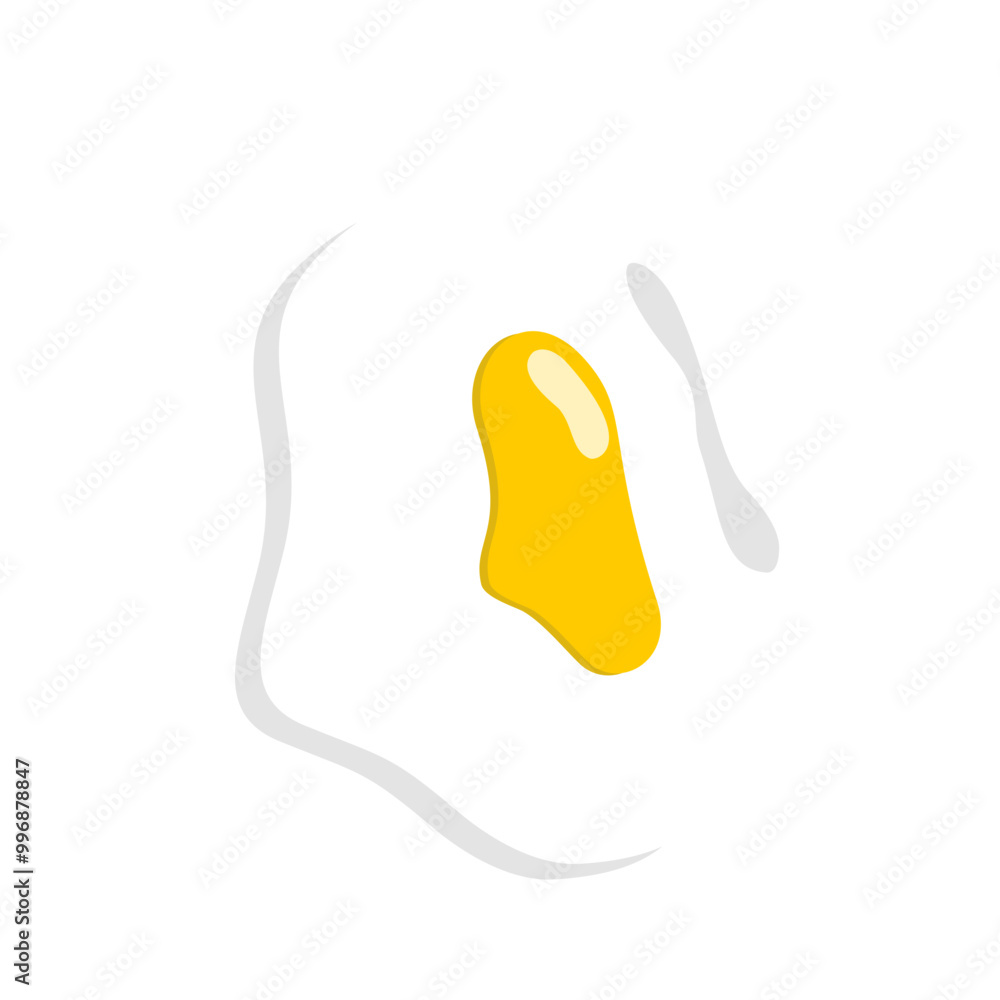 Obraz premium Fried egg breakfast cartoon icon. Flat omelet yolk. Vector fried egg sunny side up