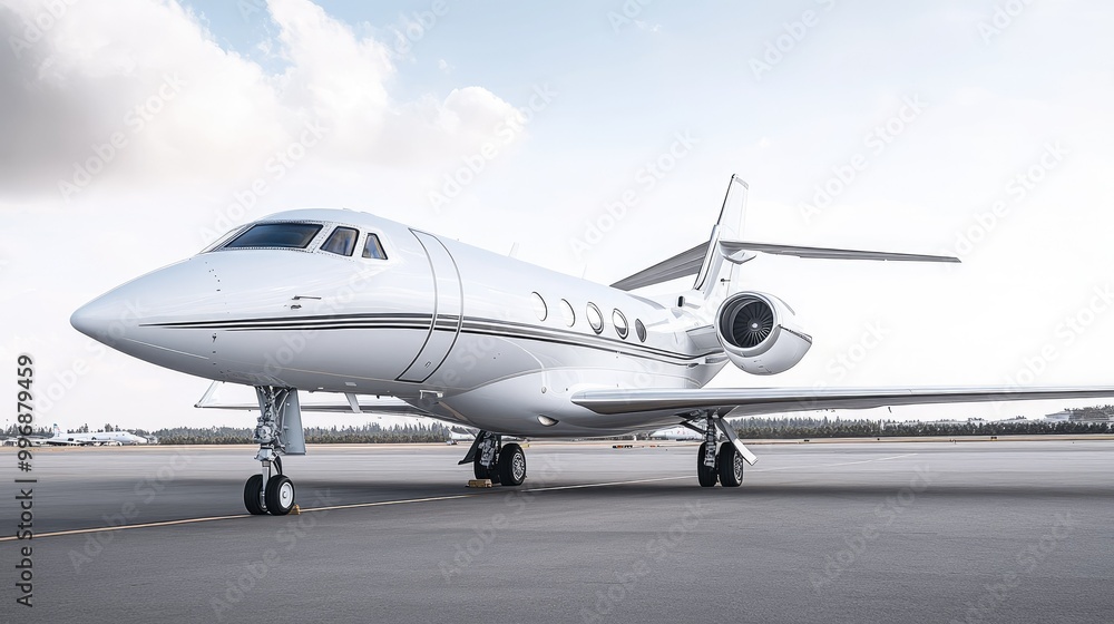 A private jet parked on the tarmac with a clean background providing space for text. - A private jet parked on the tarmac with a clean background providing space for text. -