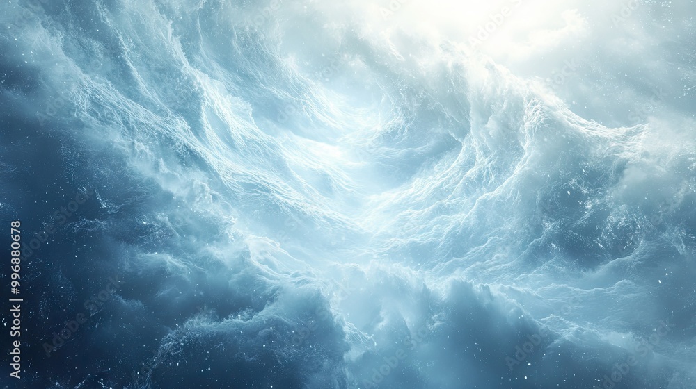 A snowstorm with strong winds creating swirling patterns and a large, open sky for copy. A snowstorm with strong winds creating swirling patterns and a large, open sky for copy.