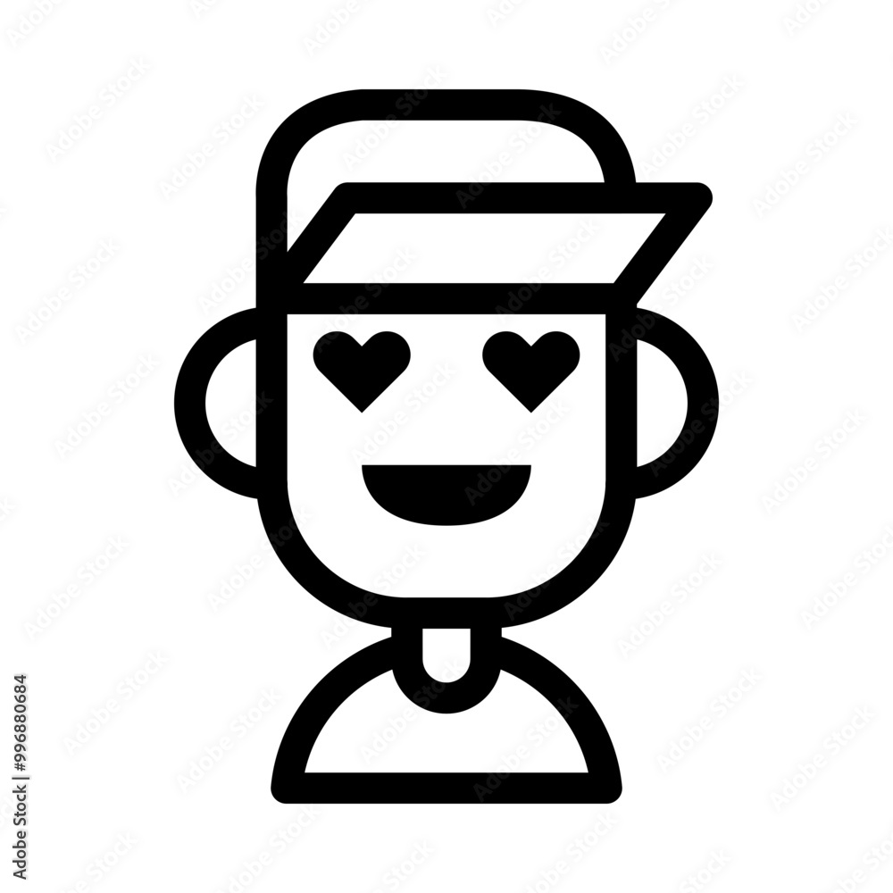 Boy Hat Heart Eyes Avatar Icon. Simple People Vector Illustration.