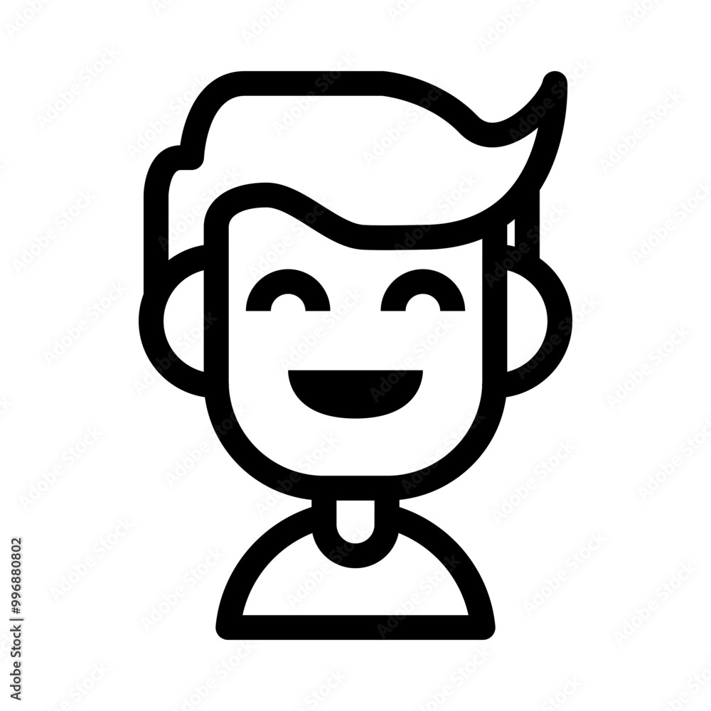 Boy Happy Avatar Icon. Simple People Vector Illustration.