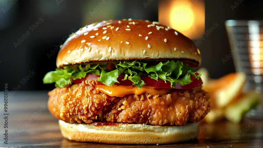 Crispy Chicken Burger with Lettuce and Tomato Crispy Chicken Burger with Lettuce and Tomato