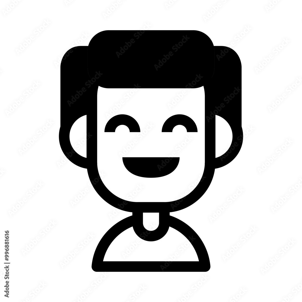 Simple Man Icon Illustration With Haircut Simple Man Icon Illustration With Haircut