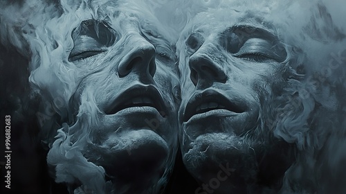 Abstract Faces in Smoke: A Surreal Digital Artwork