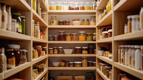 Wallpaper Mural A well-organized pantry with shelves of ingredients, leaving space for text. Torontodigital.ca