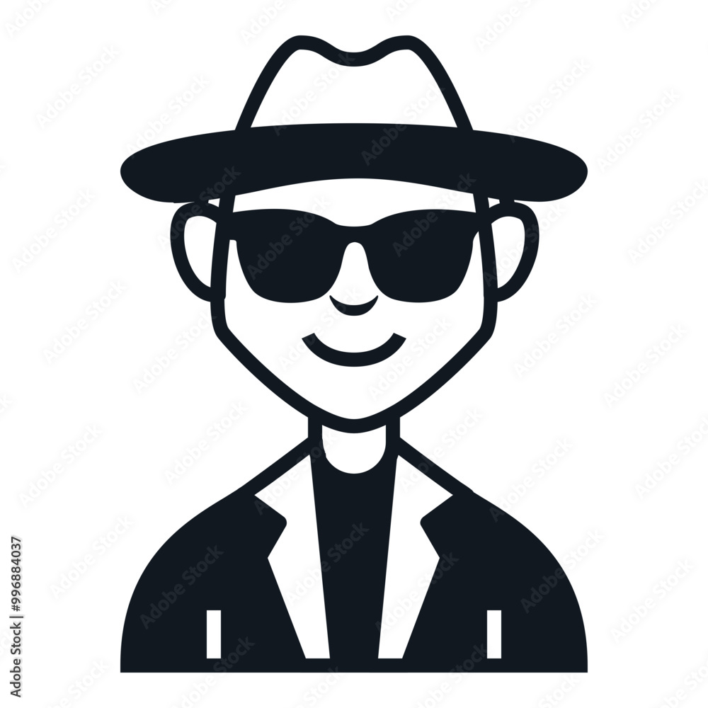 Detective Avatar Icon. People Character Smile Vector Illustration.