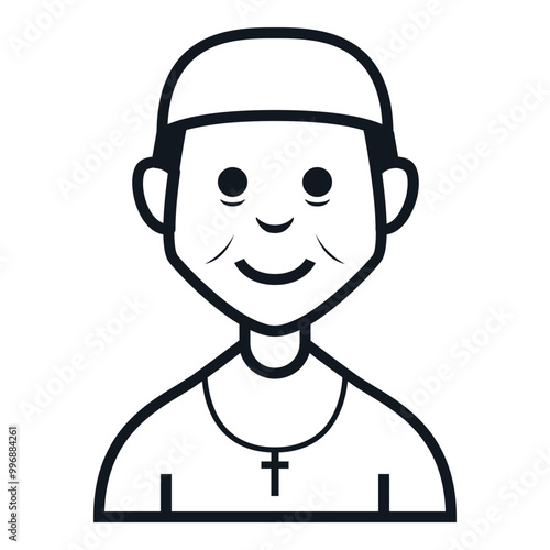 Priest Avatar Icon. People Character Smile Vector Illustration.