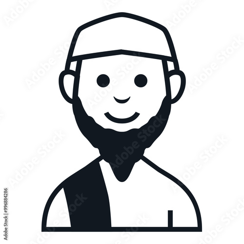 Imam Avatar Icon. People Character Smile Vector Illustration.