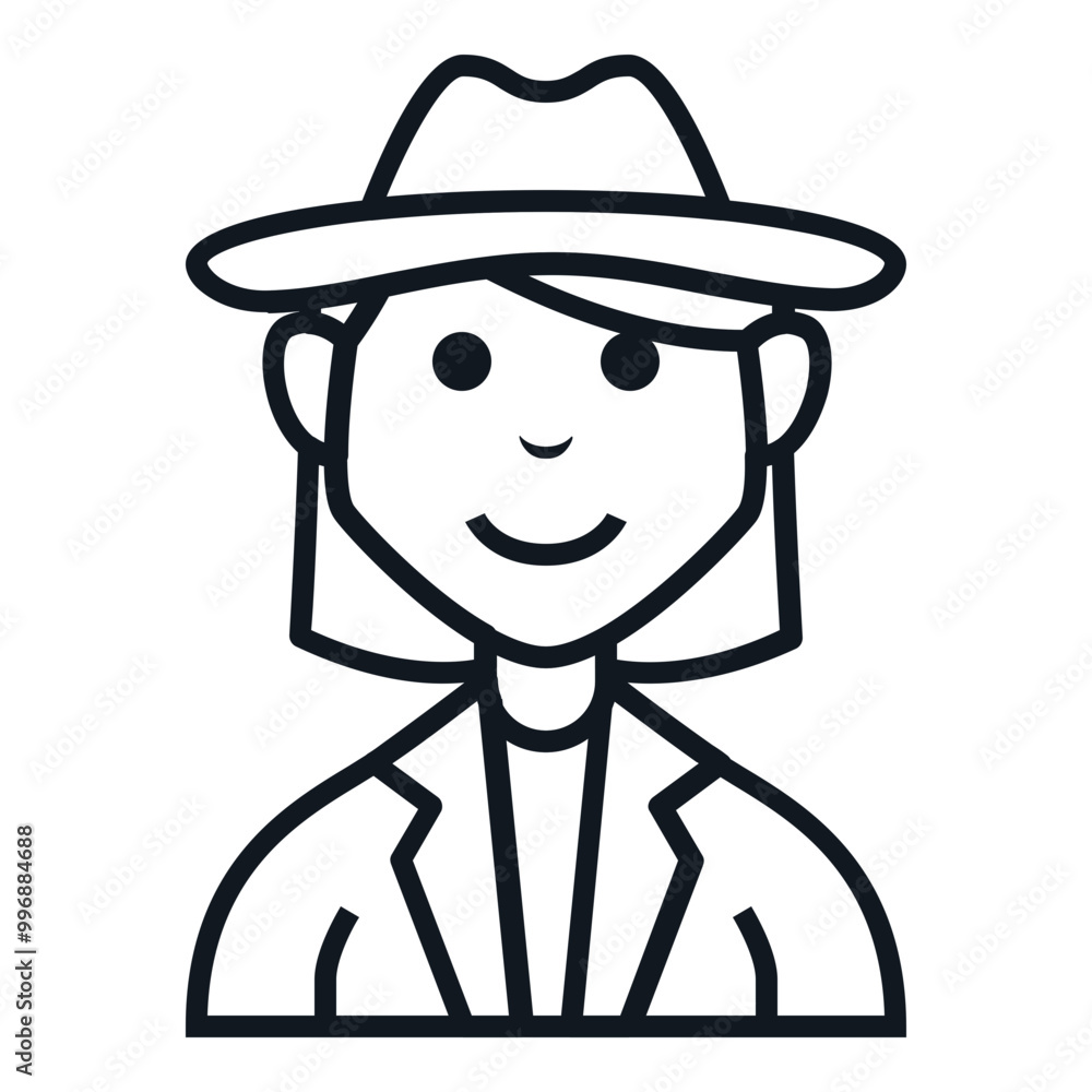Detective Woman Avatar Style Icon. Simple Character Smile Vector Illustration. Detective Woman Avatar Style Icon. Simple Character Smile Vector Illustration.
