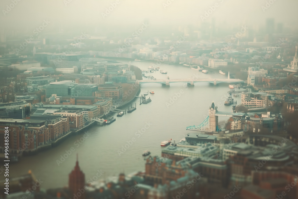 London Bridge and Cityscape with Foggy Skyline London Bridge and Cityscape with Foggy Skyline