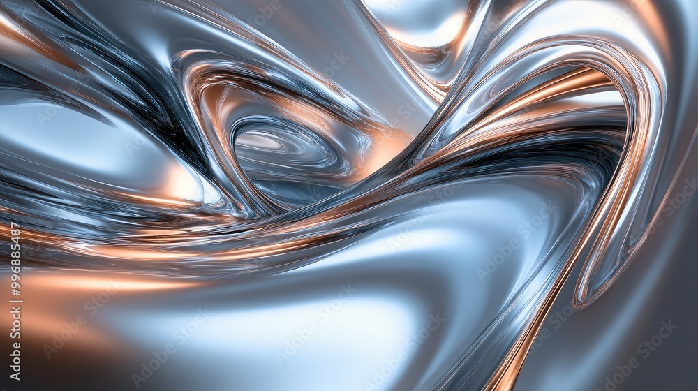 Liquid metal-like curves glowing with soft light in a futuristic abstract landscape. No people, no logo. Liquid metal-like curves glowing with soft light in a futuristic abstract landscape. No people, no logo.