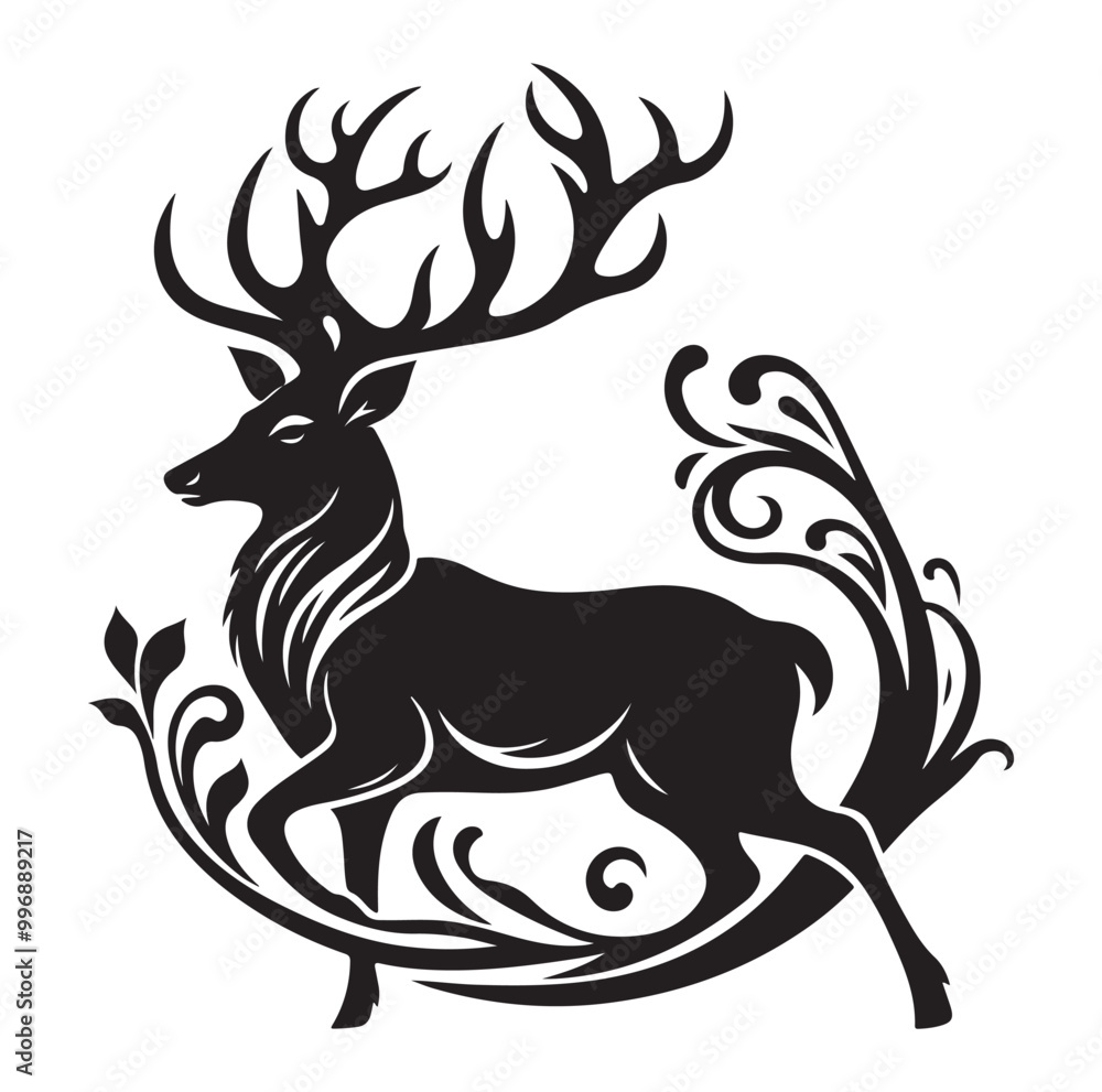 Fototapeta premium Deer silhouette, vector illustration design