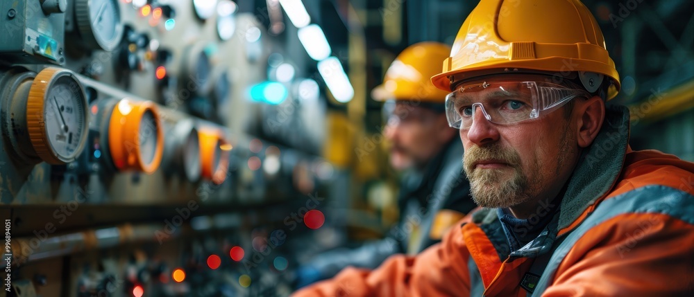 Naklejka premium Engineers Working on Geothermal Energy Project