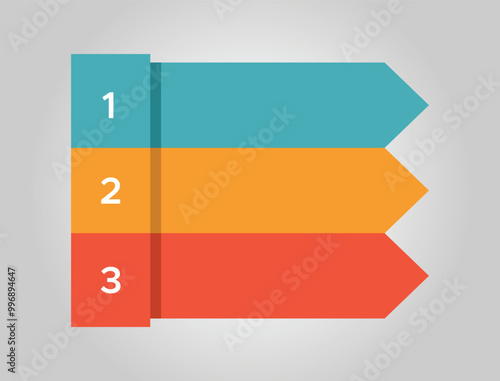 Inverted pyramid divided into 3 colorful parts or layers. Concept of three stages or steps of business progress. 3 tier infographic design illustration